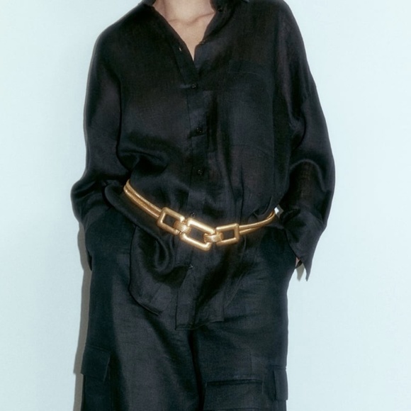 Zara limited edition vintage golden metallic stretch belt you can’t miss - Picture 4 of 4